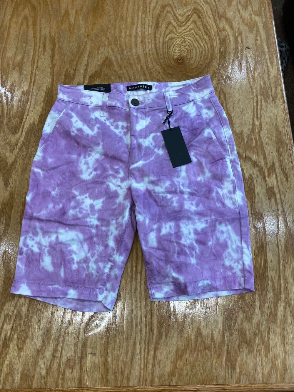 Monfrère Shorts Men's 30 Purple White Chino Cruise Newport Tie-Dye Zip-Fly B62